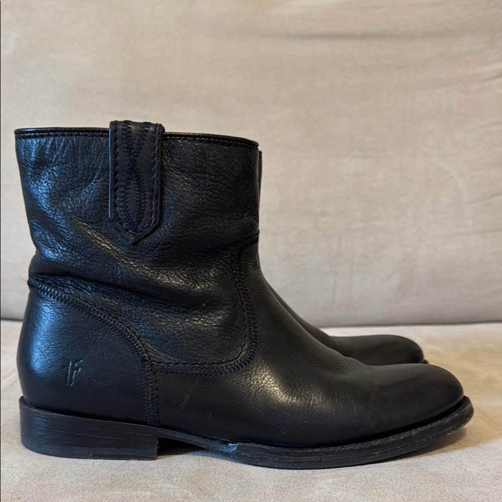 Frye Black Leather Ankle Boots